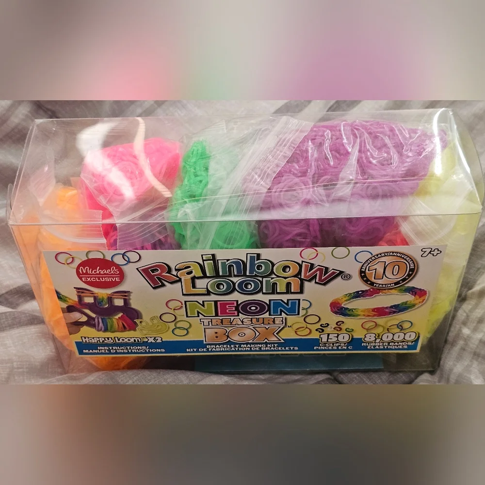 New Rainbow Loom Neon Bracelet Box with 8000 Rubberbands